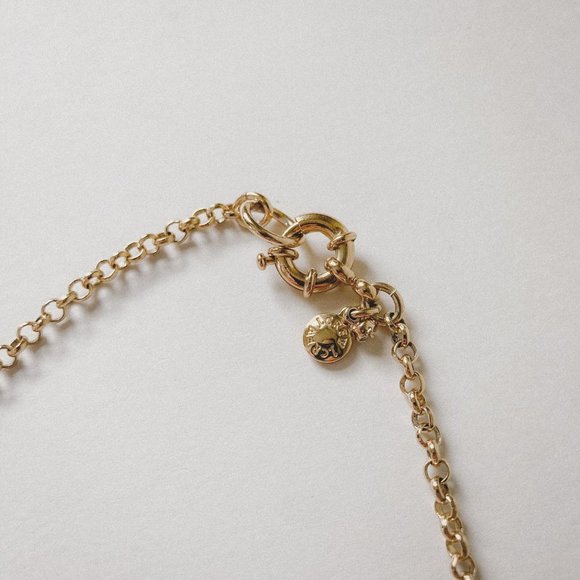 J. Crew Orange Rhinestone Pendant Gold Necklace - Picture 7 of 8